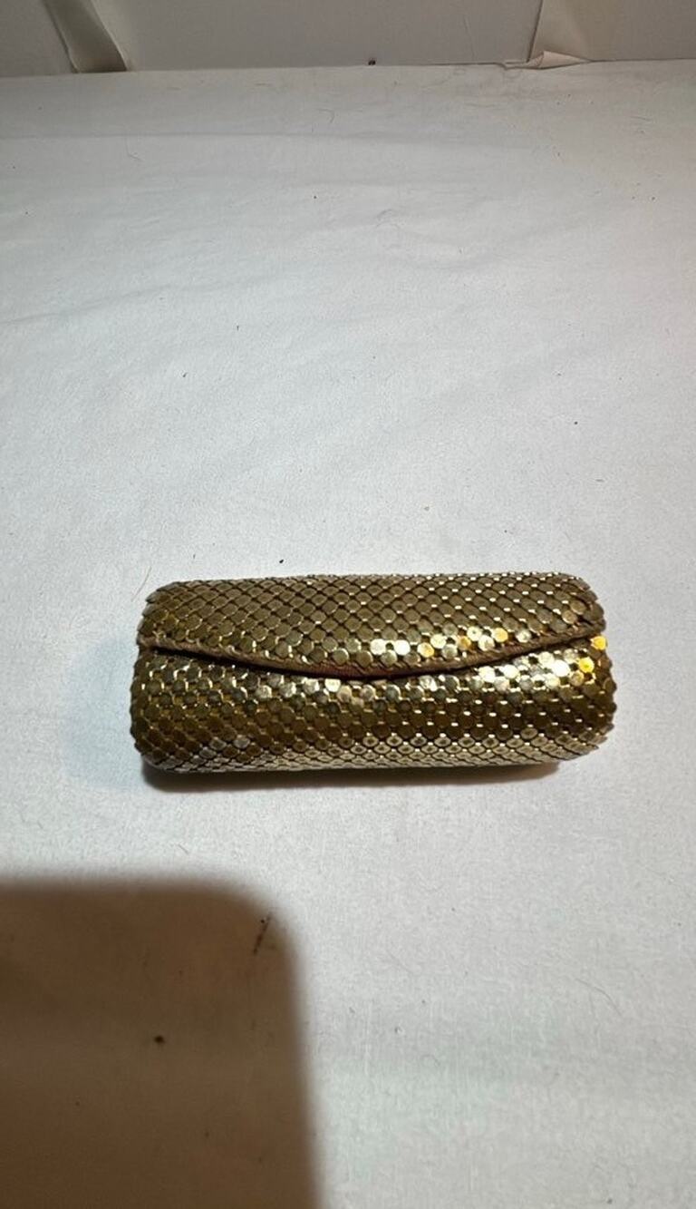 Vintage Gold Mesh Lipstick Case with Mirror